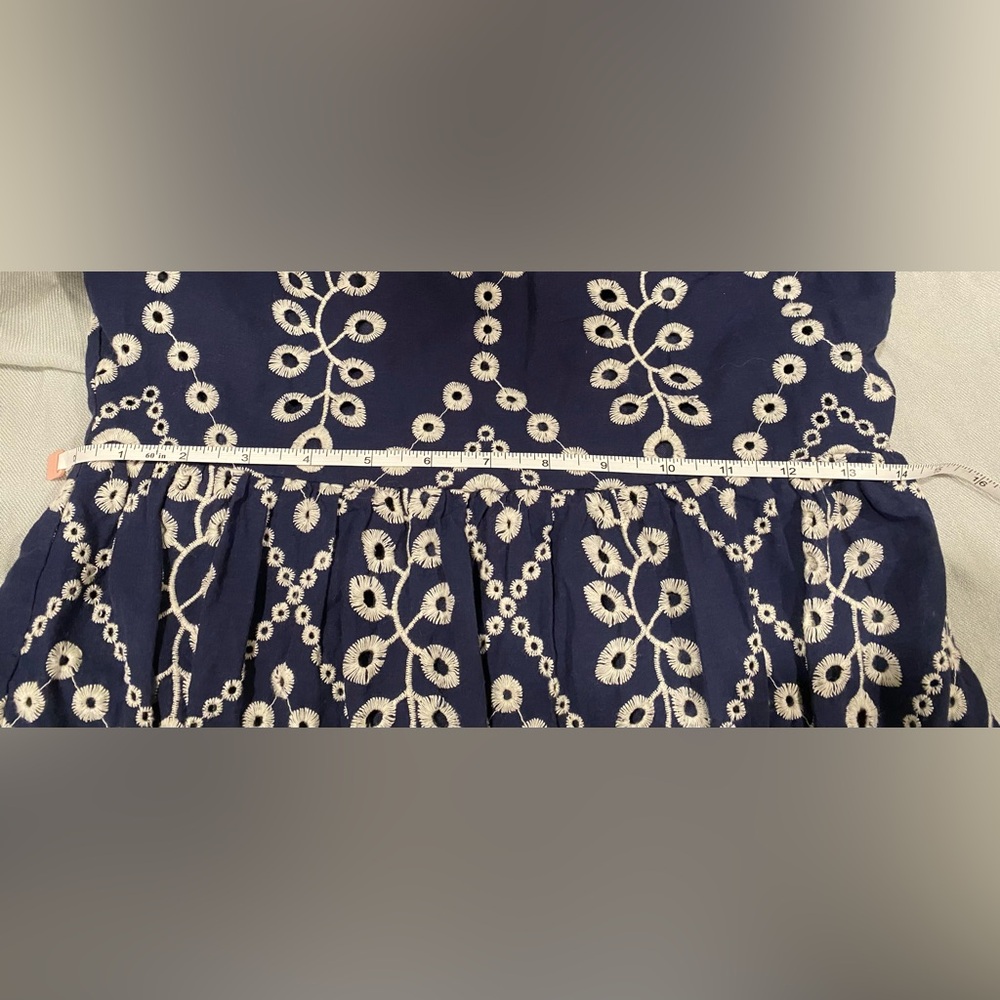 Mi ami Navy and White Embroidered Baby Doll Mini Dress - Picture 9 of 11
